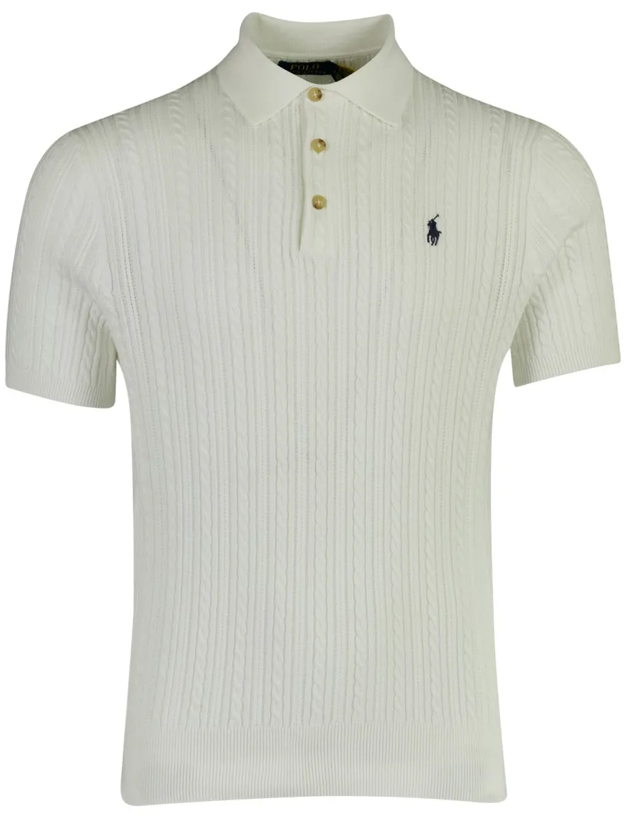 Polo Ralph Lauren gebreide polo wit 3 knoops