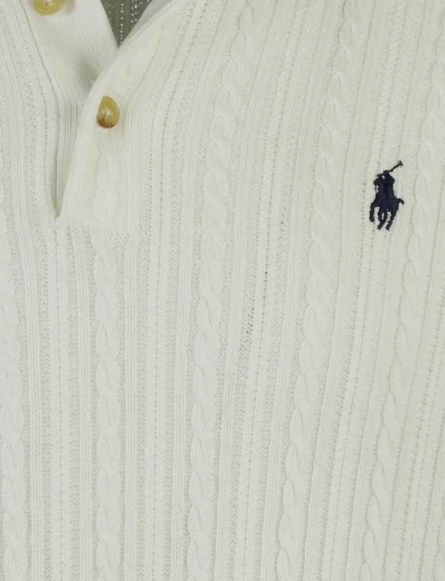 Polo Ralph Lauren gebreide polo wit met navy paardje