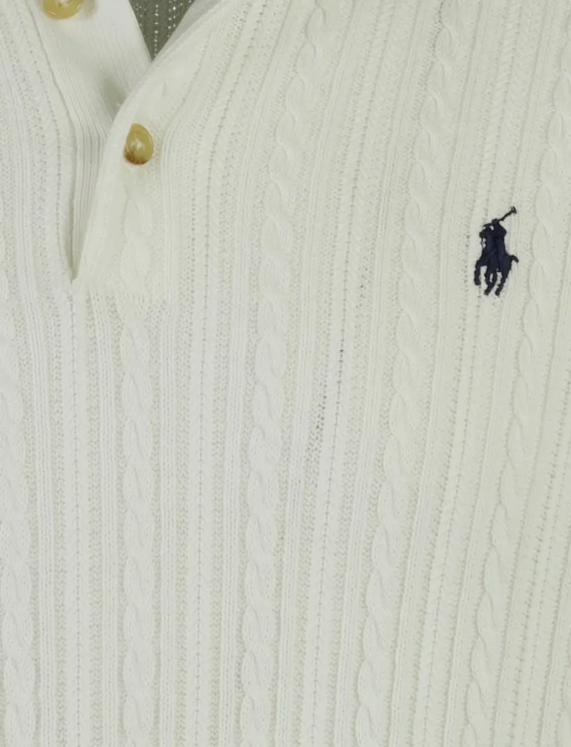 Wit poloshirt Polo Ralph Lauren gebreid 3 knoops