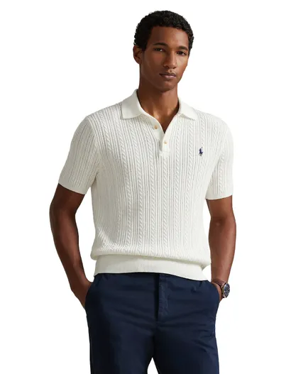 Polo Ralph Lauren Wit poloshirt Polo Ralph Lauren gebreid 3 knoops
