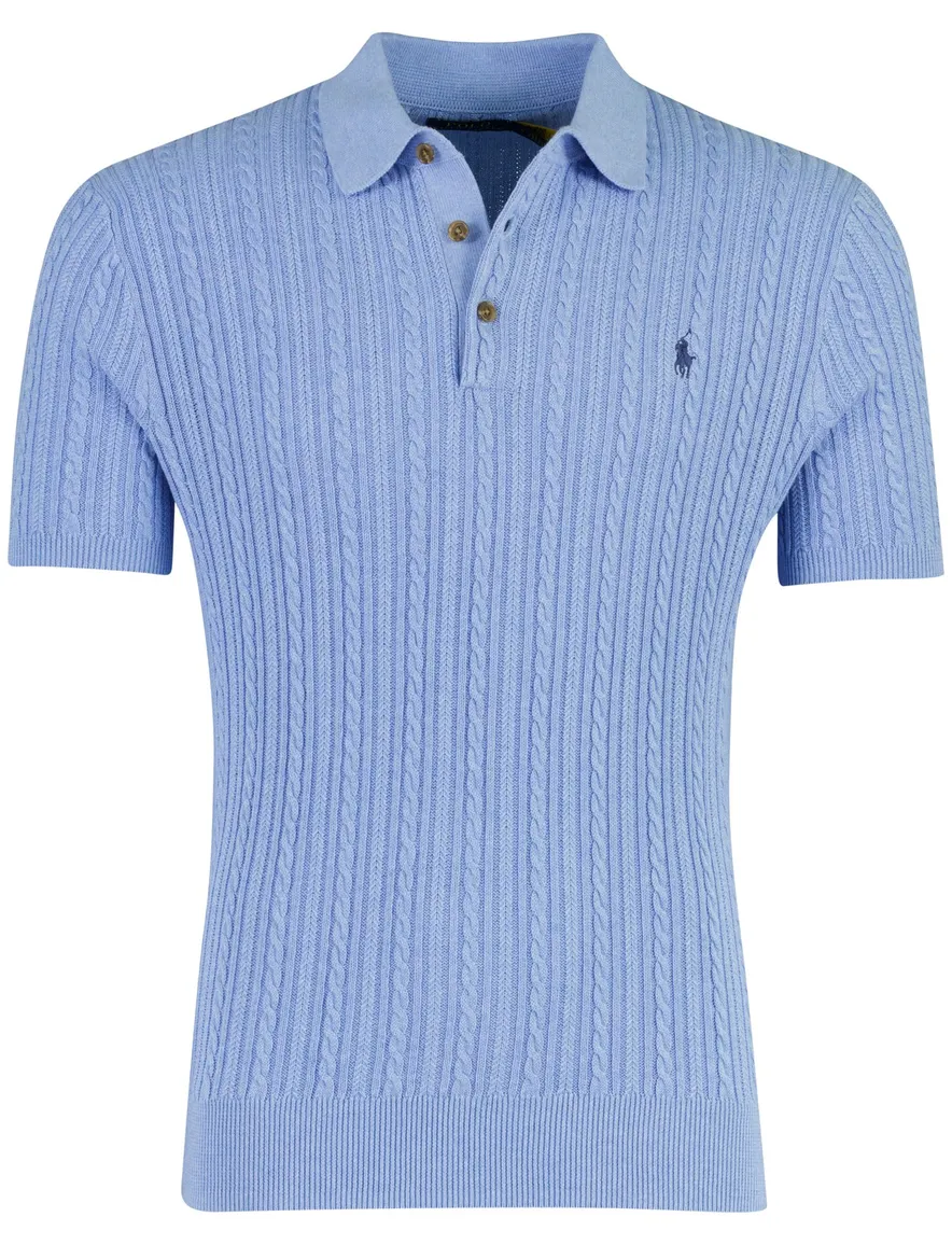 Blauw poloshirt Ralph Lauren normale fit 3 knoops