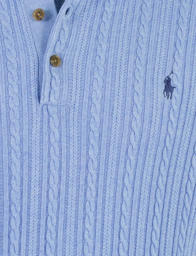 Poloshirt Ralph Lauren korte mouw blauw kabelstructuur