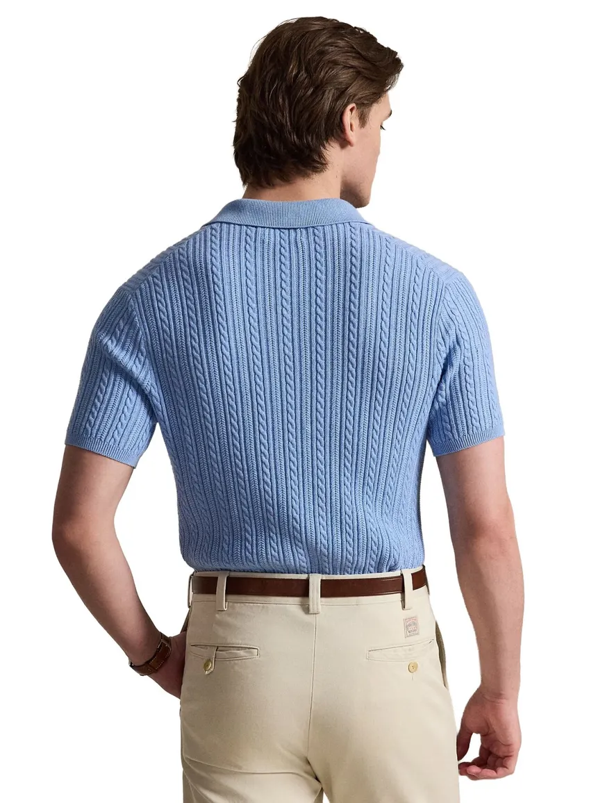 Blauw poloshirt Ralph Lauren normale fit 3 knoops