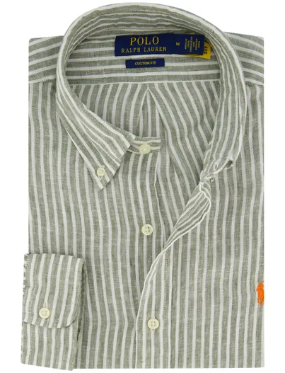 Polo Ralph Lauren Groen gestreept overhemd Polo Ralph Lauren custom fit