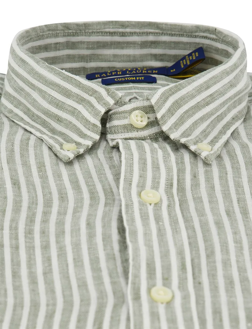 Polo Ralph Lauren overhemd groen gestreept linnen
