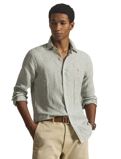 Polo Ralph Lauren Groen gestreept overhemd Polo Ralph Lauren custom fit