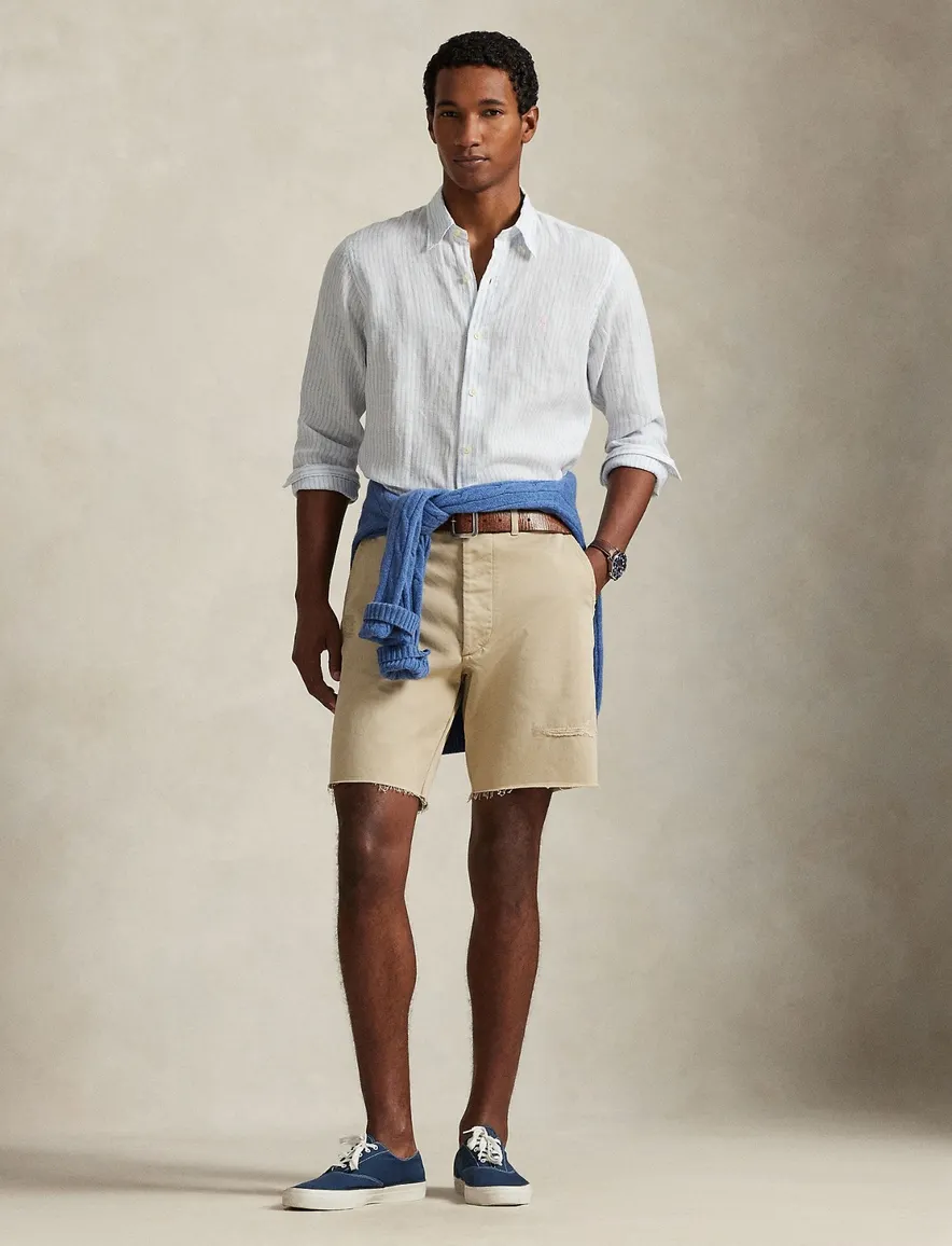 lichtblauw gestreept overhemd Polo Ralph Lauren Custom fit