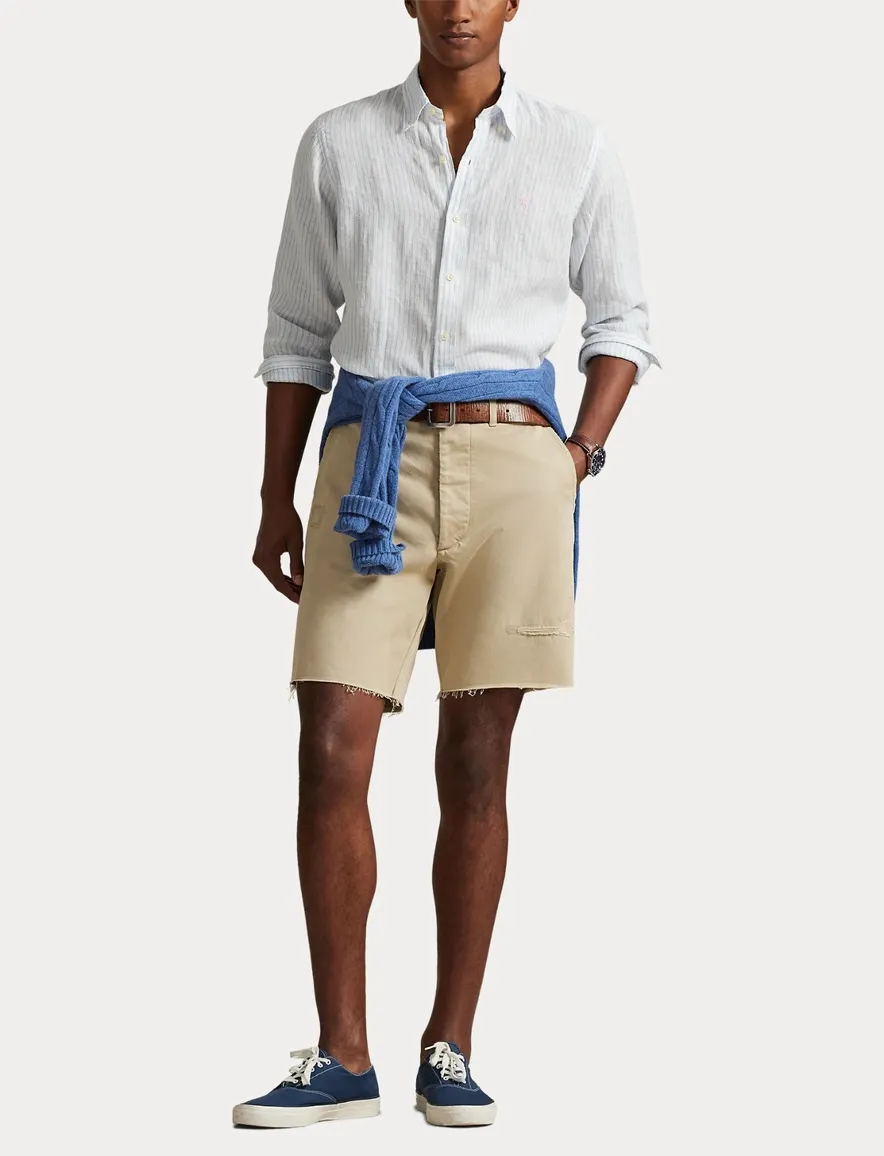 lichtblauw gestreept overhemd Polo Ralph Lauren Custom fit
