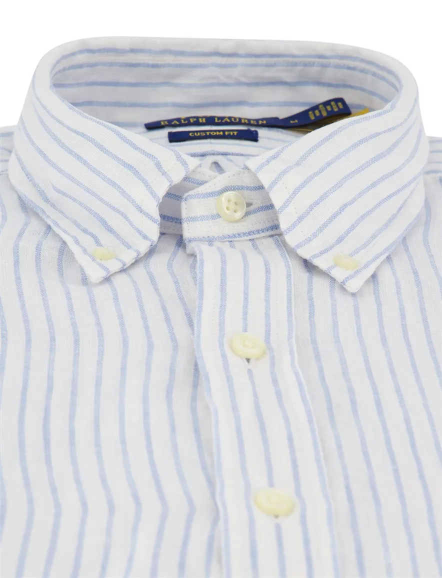 lichtblauw gestreept overhemd Polo Ralph Lauren Custom fit