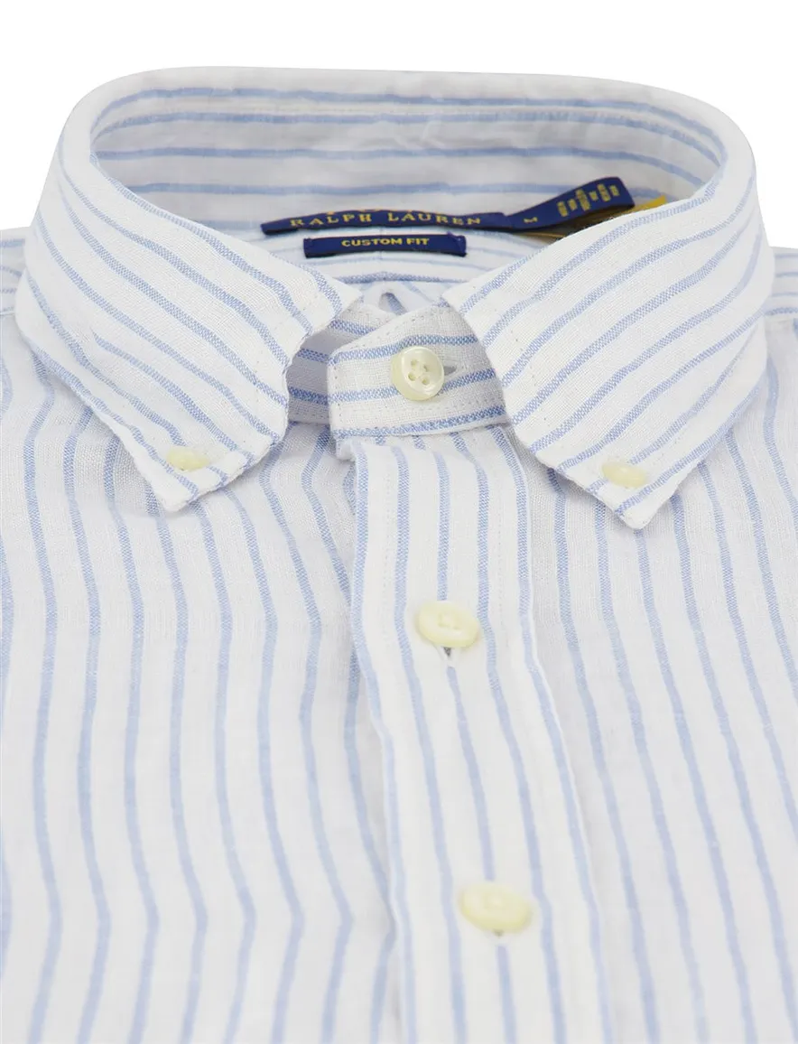 lichtblauw gestreept overhemd Polo Ralph Lauren Custom fit