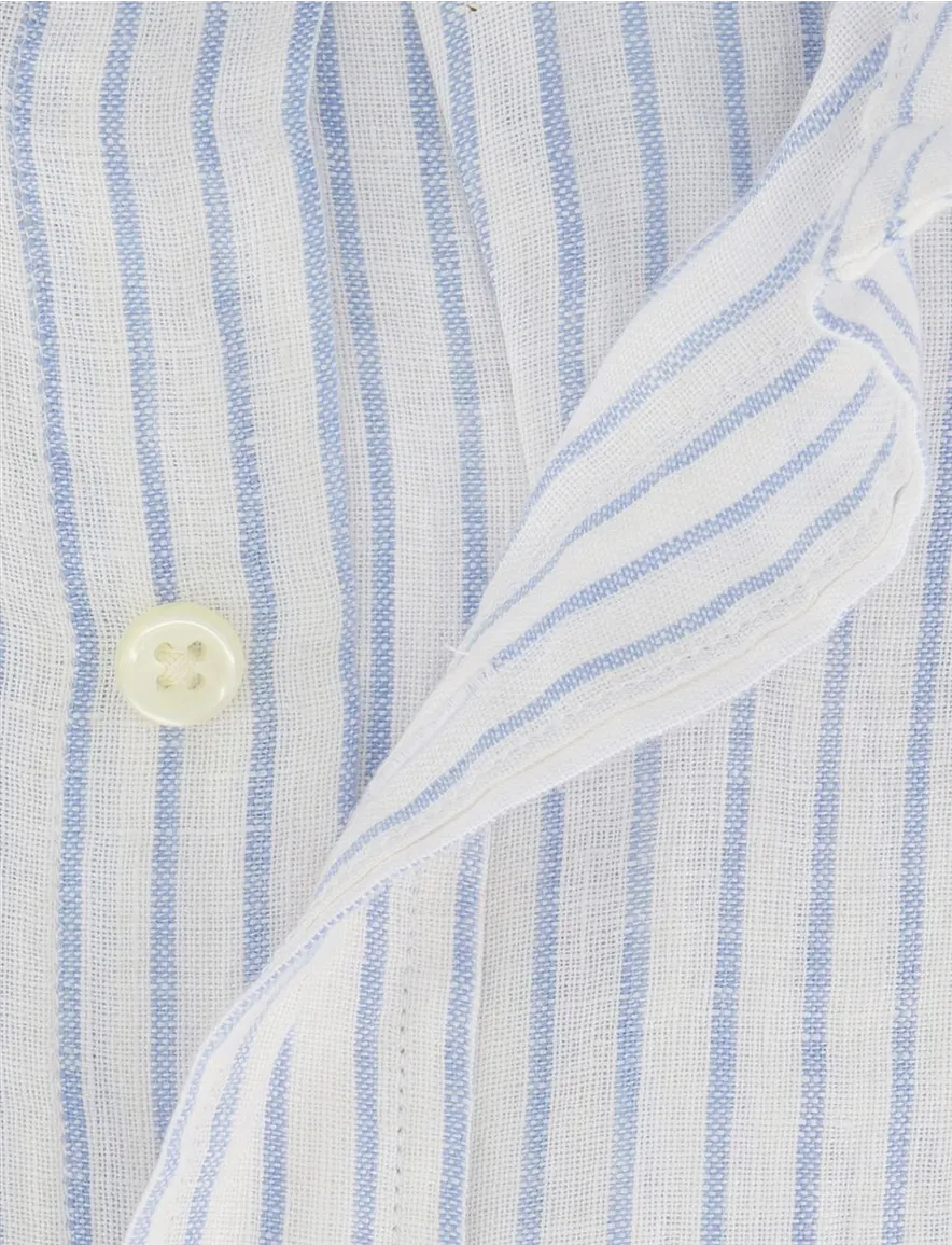 lichtblauw gestreept overhemd Polo Ralph Lauren Custom fit