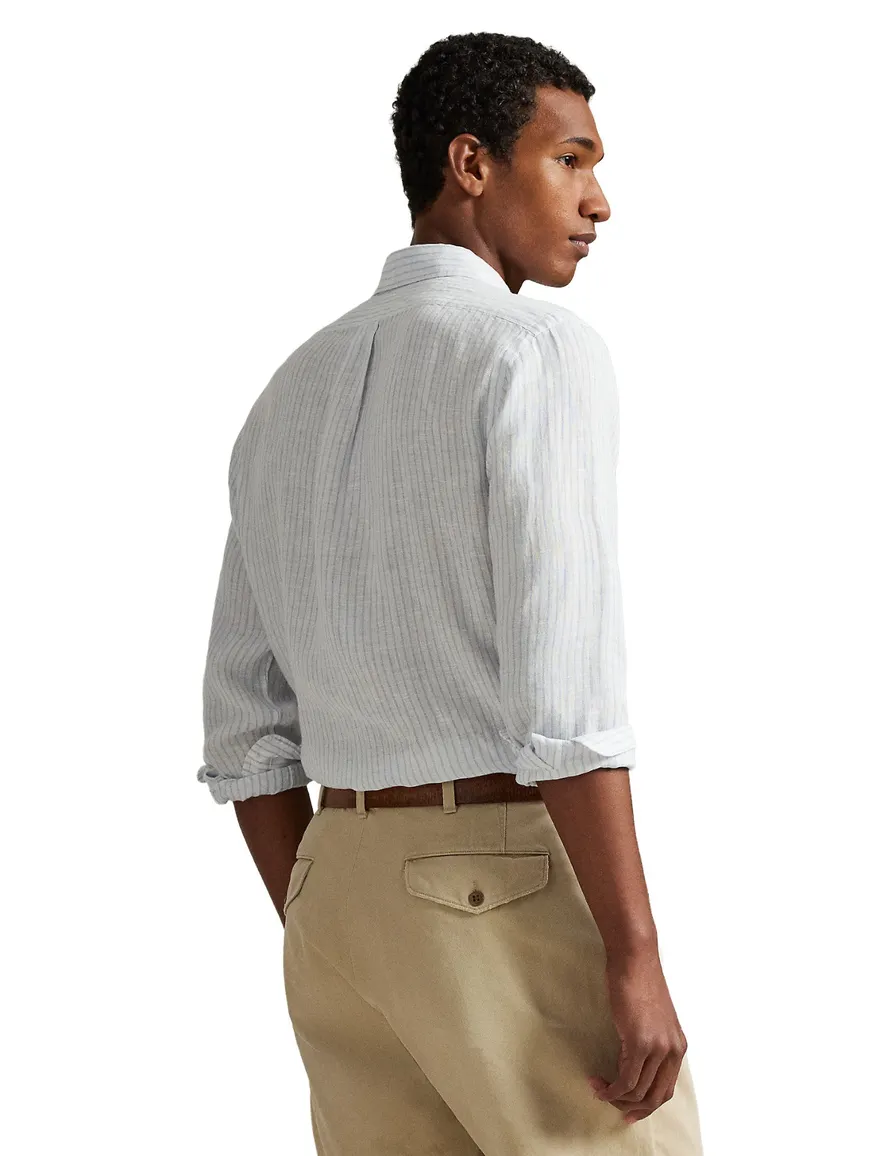 lichtblauw gestreept overhemd Polo Ralph Lauren Custom fit