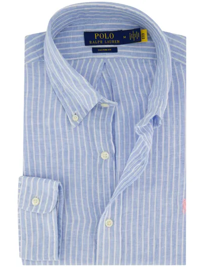 Polo Ralph Lauren Lichtblauw gestreept overhemd Polo Ralph Lauren custom fit