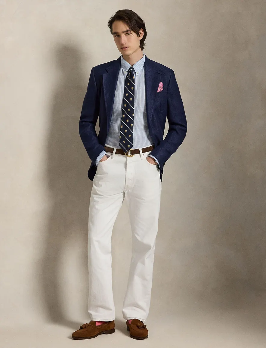 Lichtblauw gestreept overhemd Polo Ralph Lauren custom fit