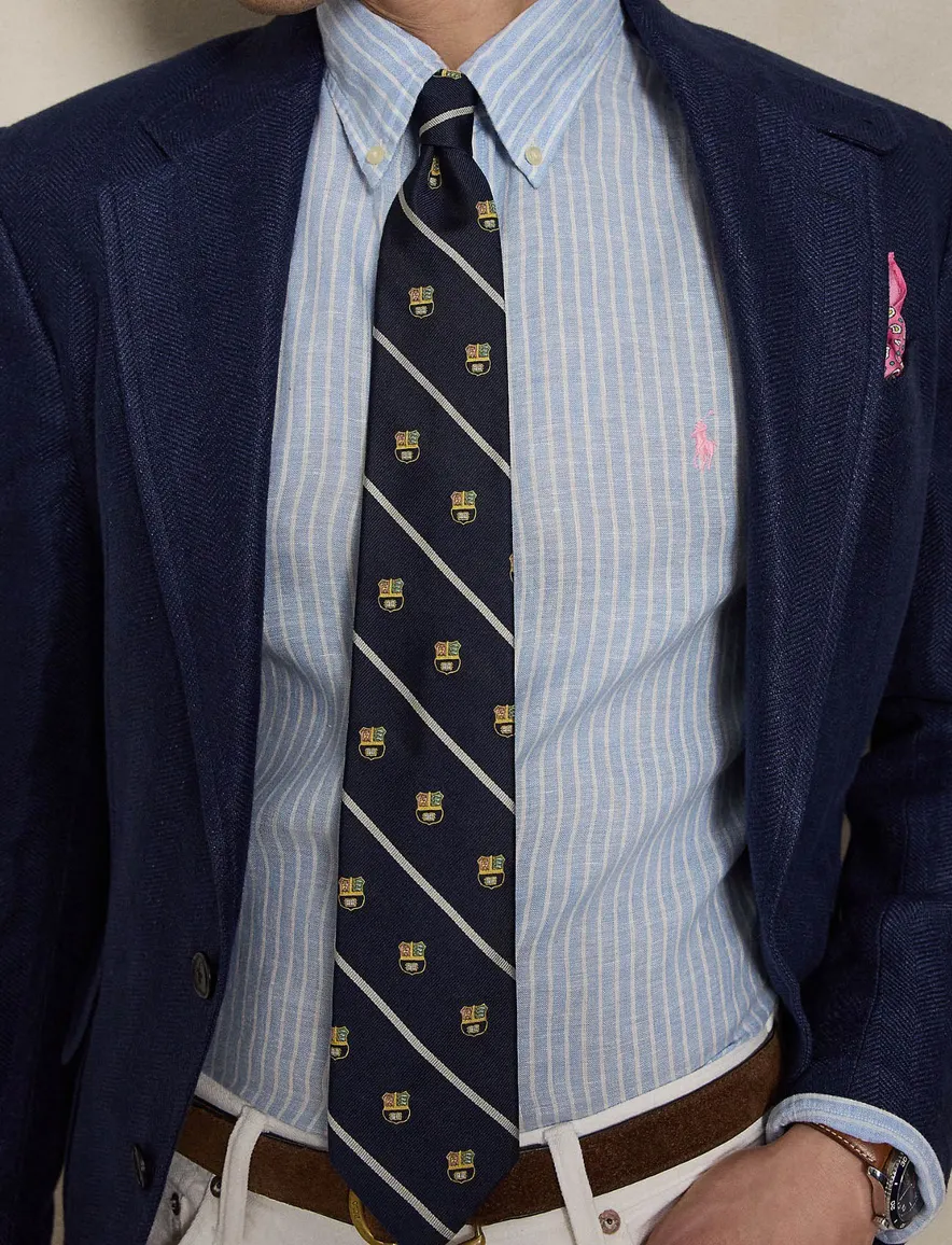 Lichtblauw gestreept overhemd Polo Ralph Lauren custom fit