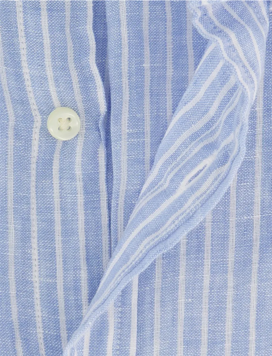 Lichtblauw gestreept overhemd Polo Ralph Lauren custom fit