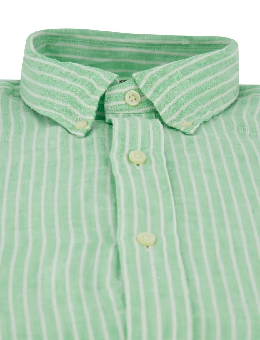 Overhemd Polo Ralph Lauren Custom Fit groen wit gestreept