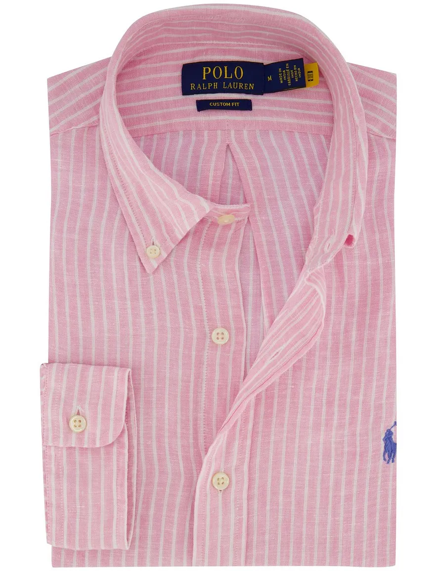 Polo Ralph Lauren Custom Fit overhemd roze linnen