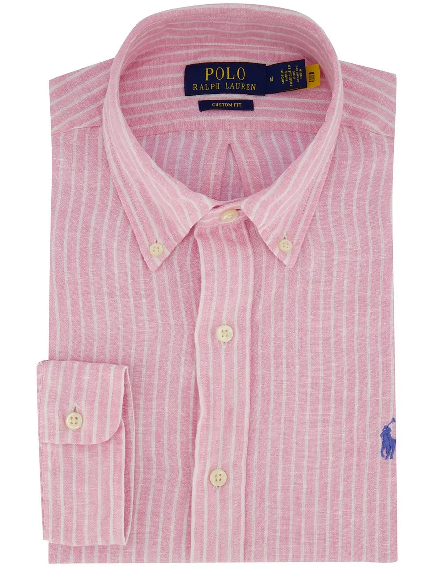 Polo Ralph Lauren Custom Fit overhemd roze linnen