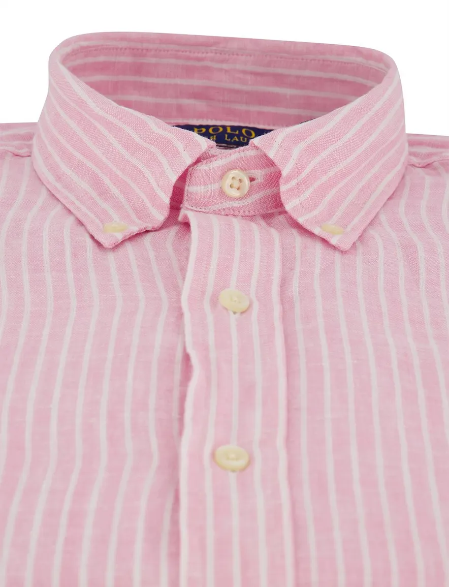 Polo Ralph Lauren Custom Fit overhemd roze linnen