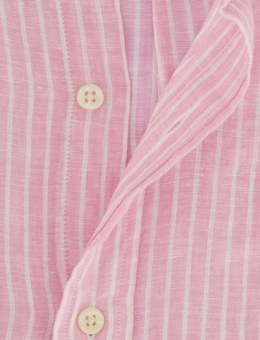 Roze wit gestreept linnen Polo Ralph Lauren overhemd button-down boord