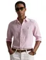 Overhemd Polo Ralph Lauren Custom Fit roze wit gestreept linnen