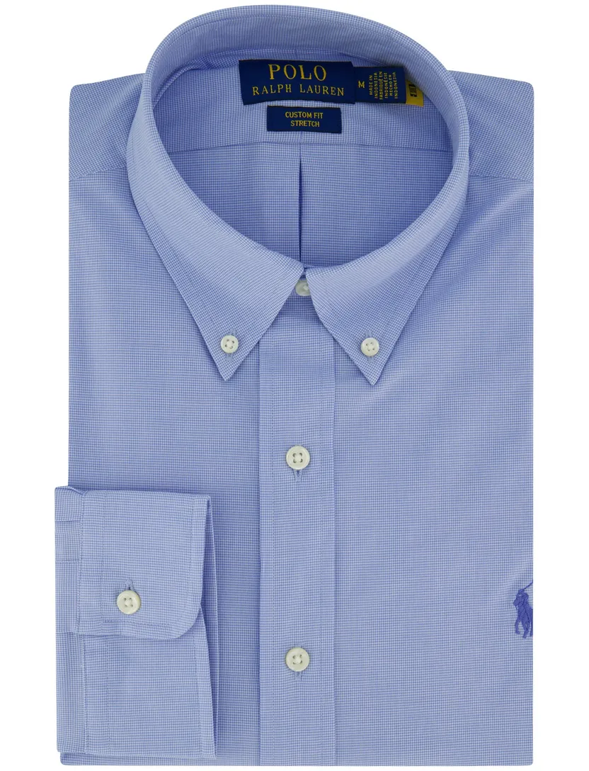 overhemd lichtblauw Ralph Lauren custom fit enkele manchet