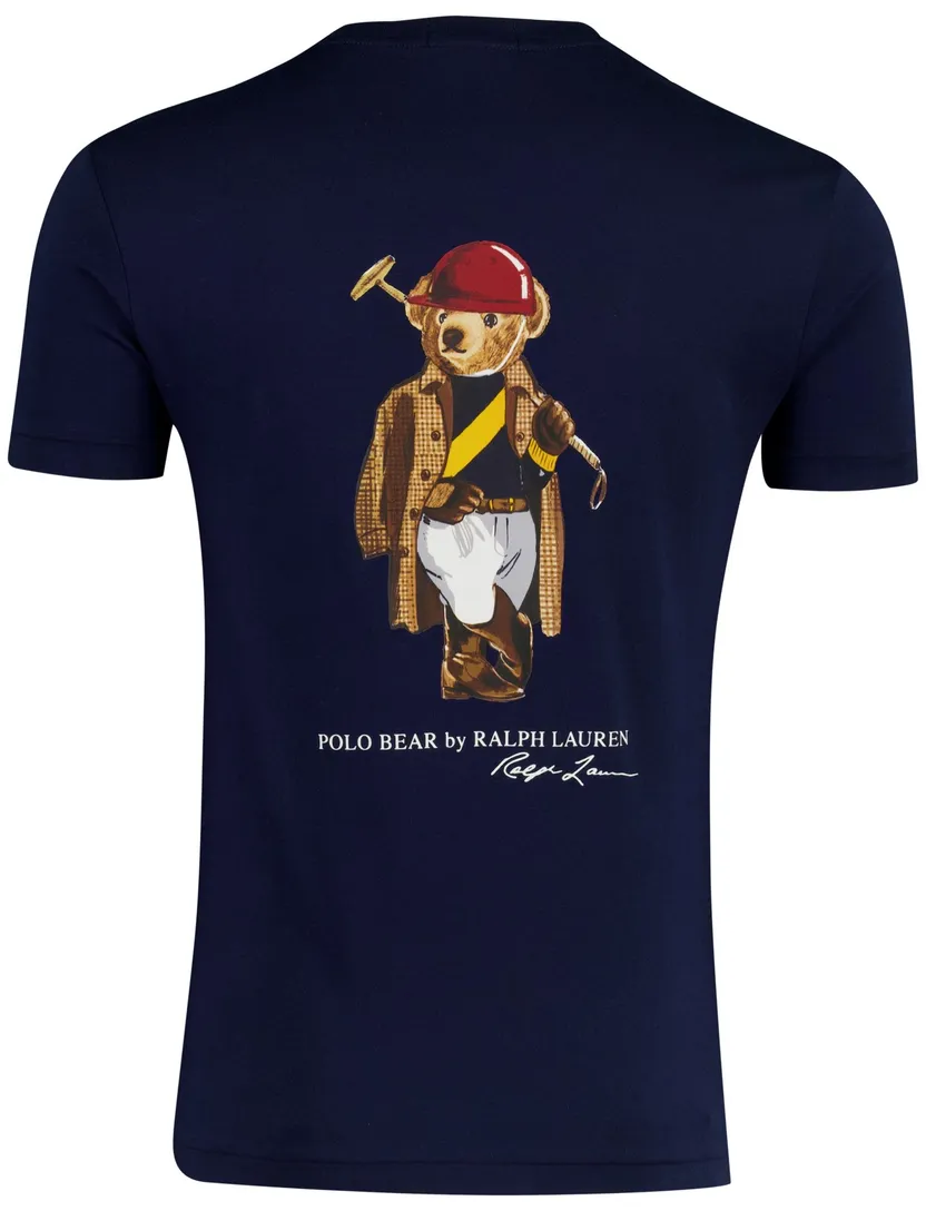 Backprint T-shirt donkerblauw Polo Ralph Lauren Custom Slim Fit