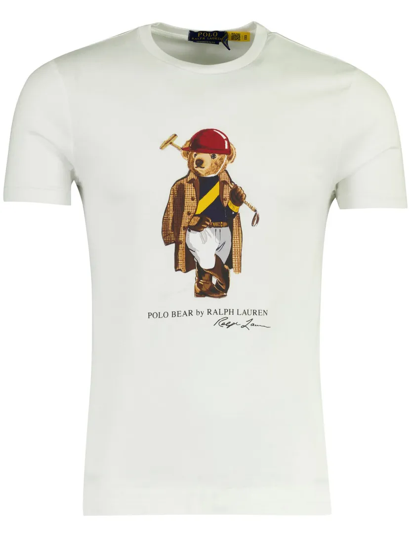 Beer Polo Ralph lauren wit Custom Slim Fit t-shirt