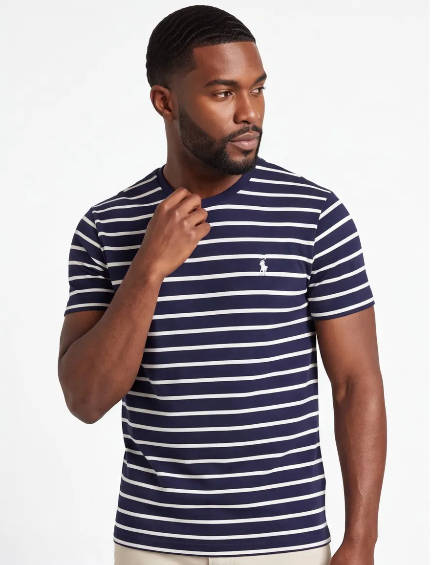 T-shirt gestreept navy Polo Ralph Lauren Custom Slim Fit