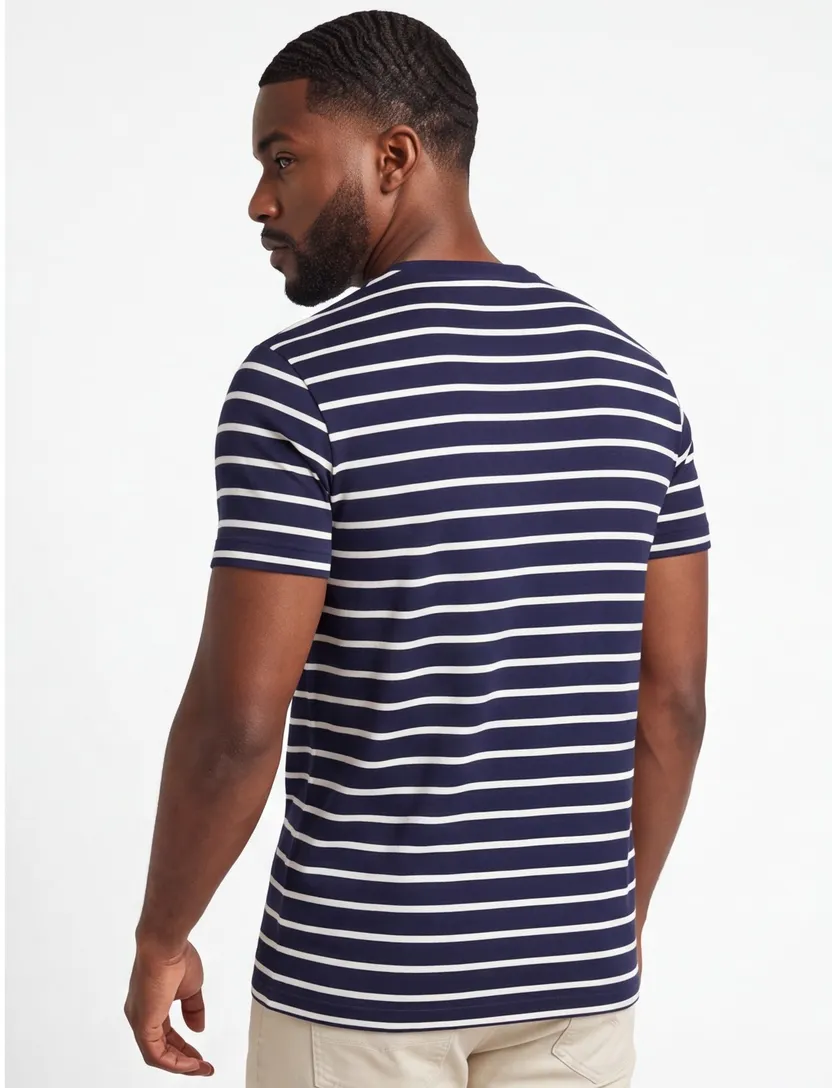 Navy t-shirt Polo Ralph Lauren witte streep Custom Slim Fit