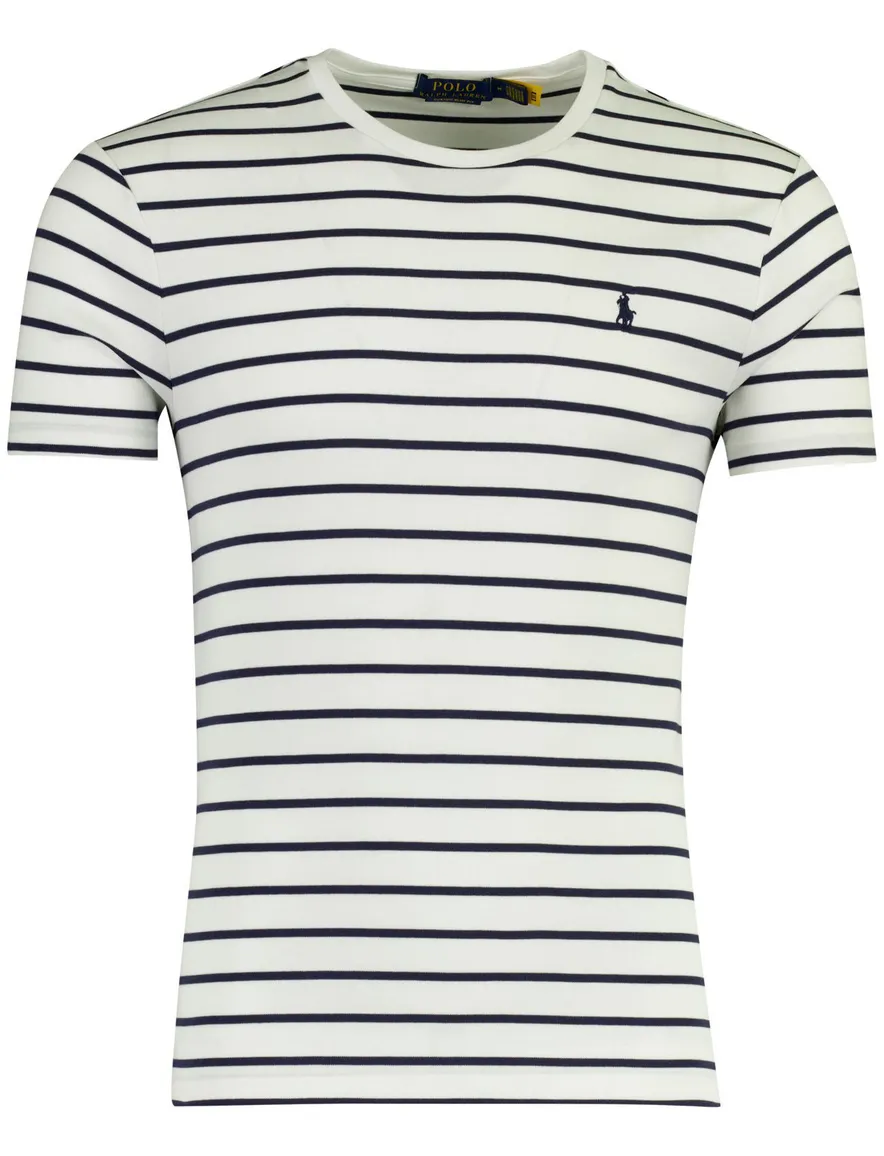 Polo Ralph Lauren Custom Slim Fit t-shirt wit navy gestreept