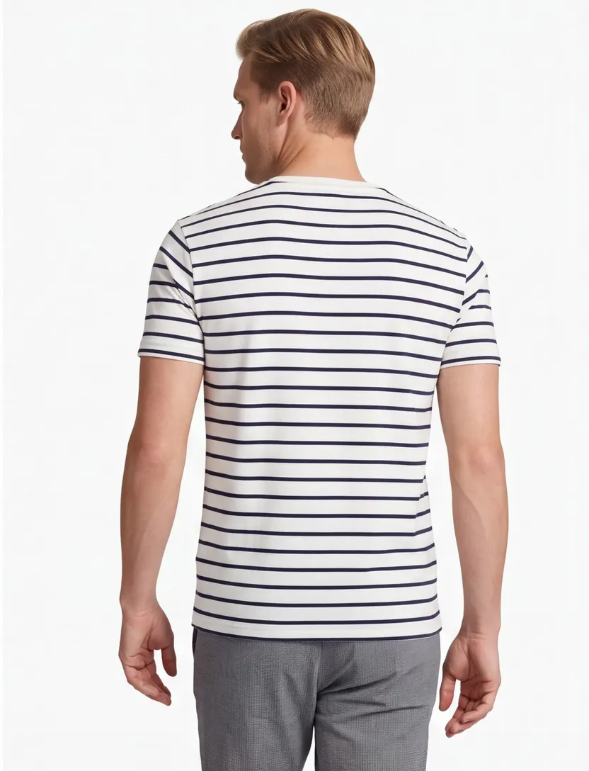 Wit Polo Ralph Lauren T-shirt Custom Slim Fit navy gestreept