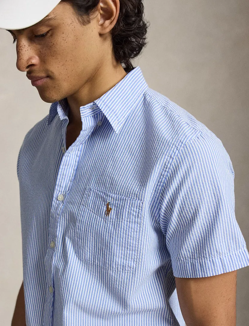 Overhemd Polo Ralph Lauren Slim Fit lichtblauw 100% linnen