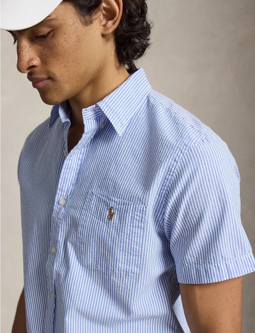 Polo Ralph Lauren overhemd korte mouw blauw gestreept