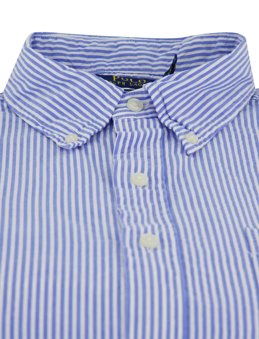 Polo Ralph Lauren overhemd korte mouw blauw gestreept