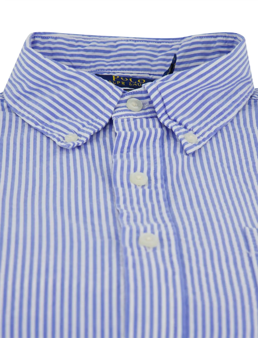 Polo Ralph Lauren overhemd korte mouw blauw gestreept