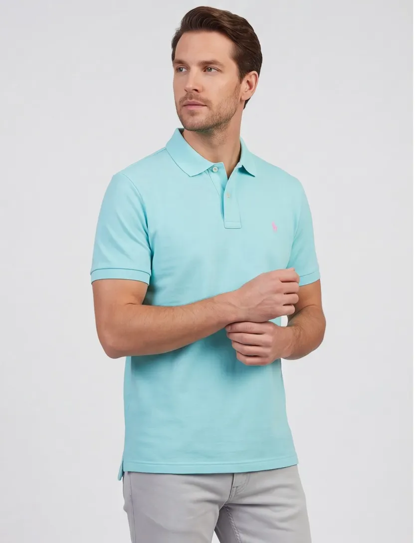 Turquoise poloshirt Polo Ralph Lauren Plus Size korte mouw