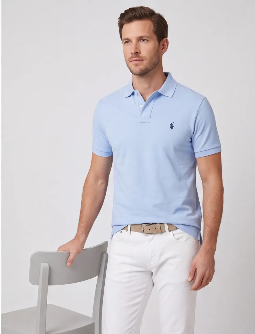 Lichtblauw polo Polo Ralph Lauren Big en Tall korte mouw