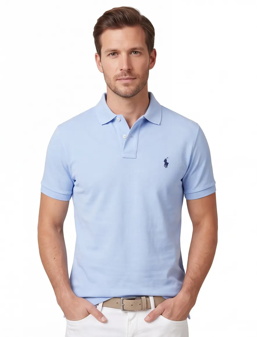 Lichtblauw polo Polo Ralph Lauren Big en Tall korte mouw