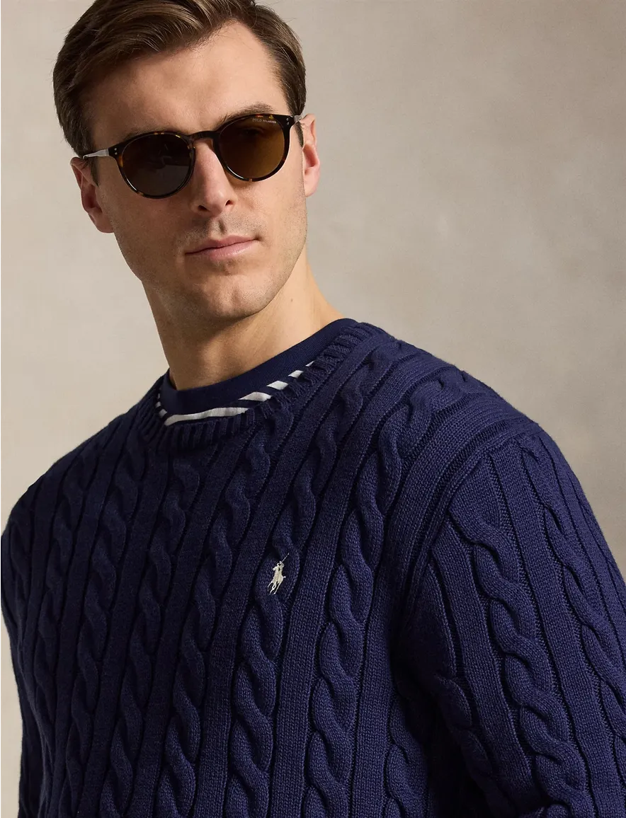 Polo Ralph Lauren Big & Tall donkerblauwe kabeltrui