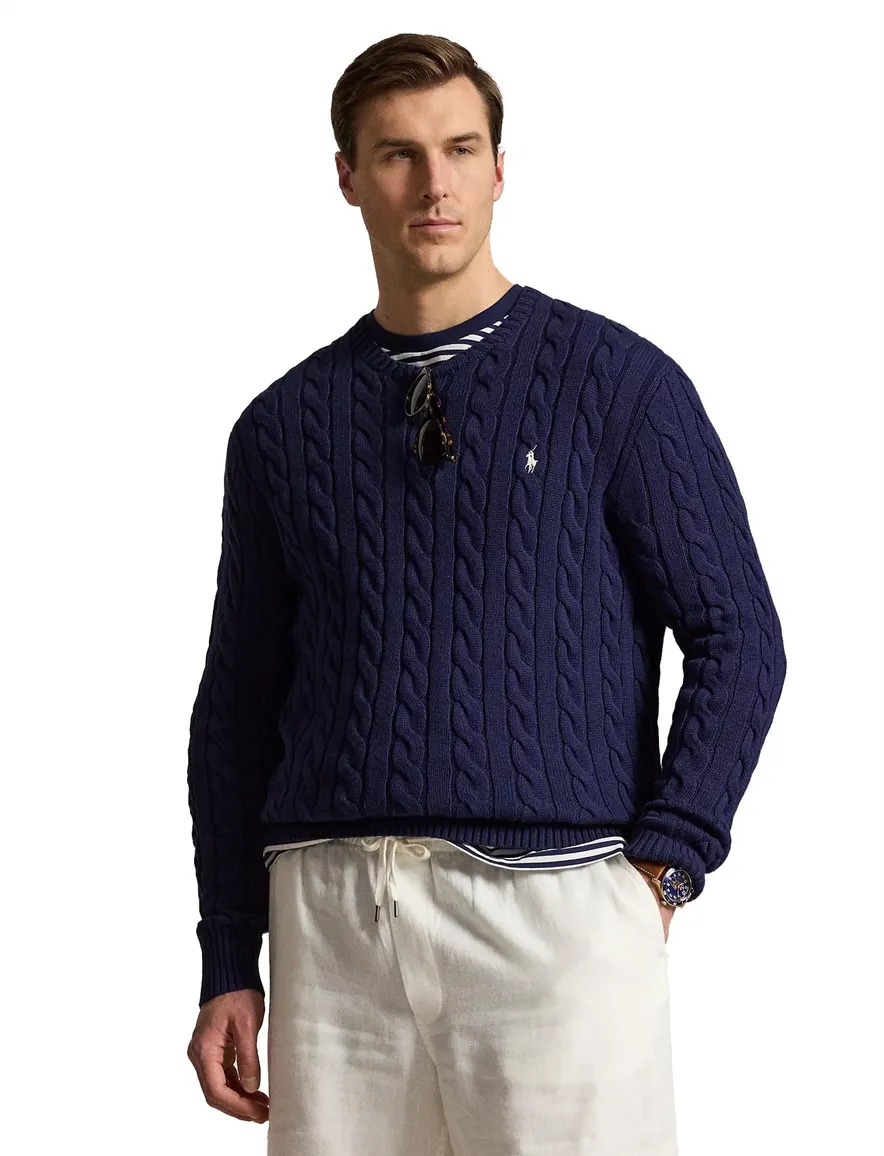 Polo Ralph Lauren Big & Tall donkerblauwe kabeltrui