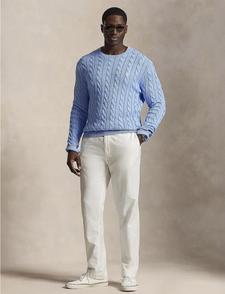 Polo Ralph Lauren kabeltrui lichtblauw Big & Tall