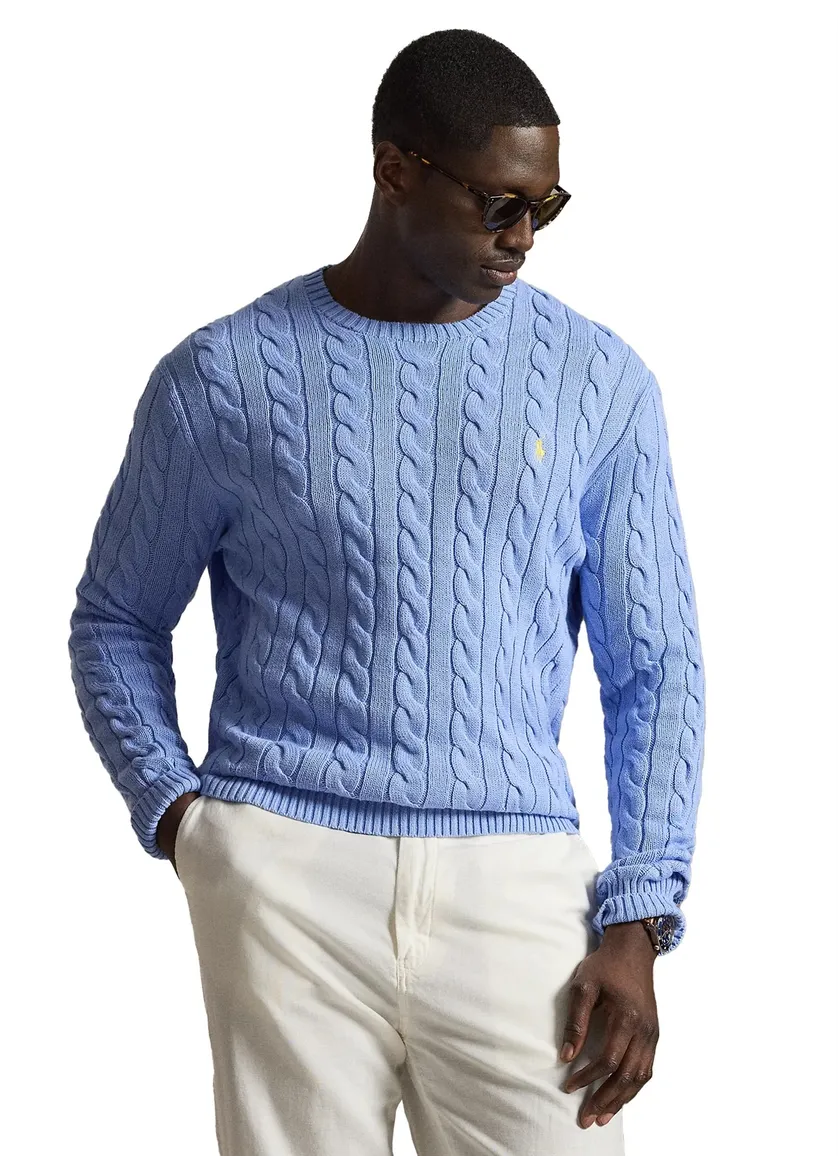 Polo Ralph Lauren Big & Tall kabeltrui lichtblauw
