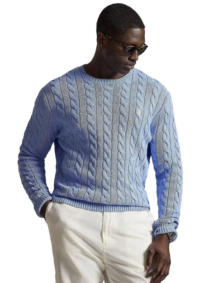 Polo Ralph Lauren kabeltrui lichtblauw Big & Tall