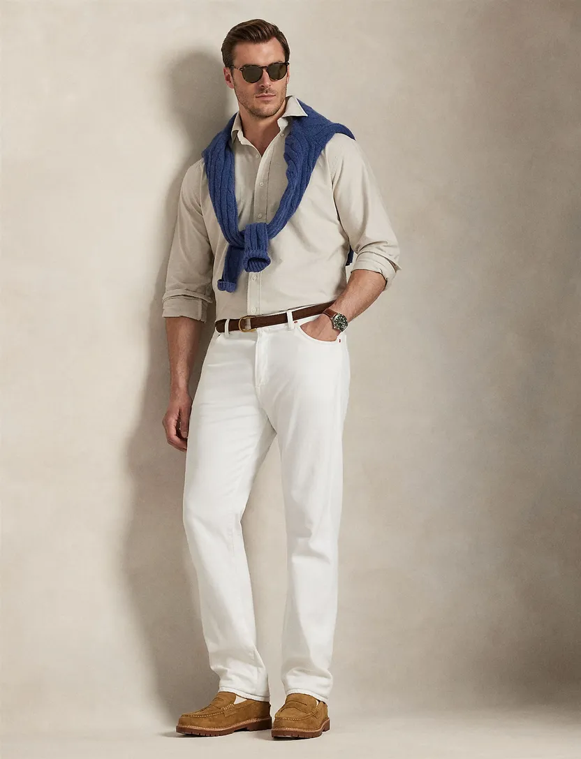 beige overhemd wijde fit Polo Ralph Lauren Big & Tall Oxford
