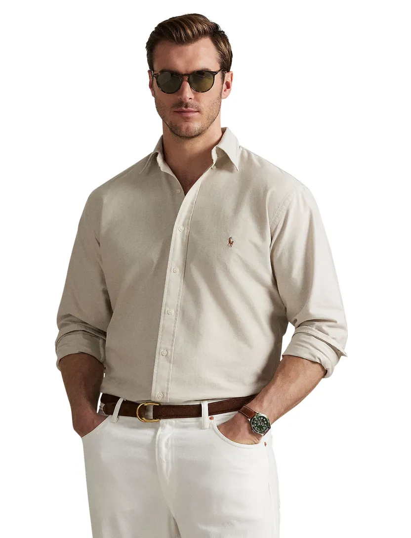 beige overhemd wijde fit Polo Ralph Lauren Big & Tall Oxford