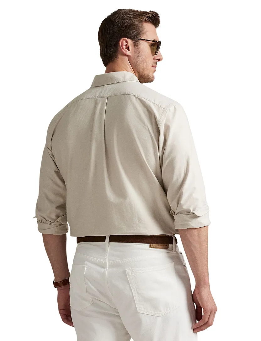 beige overhemd wijde fit Polo Ralph Lauren Big & Tall Oxford