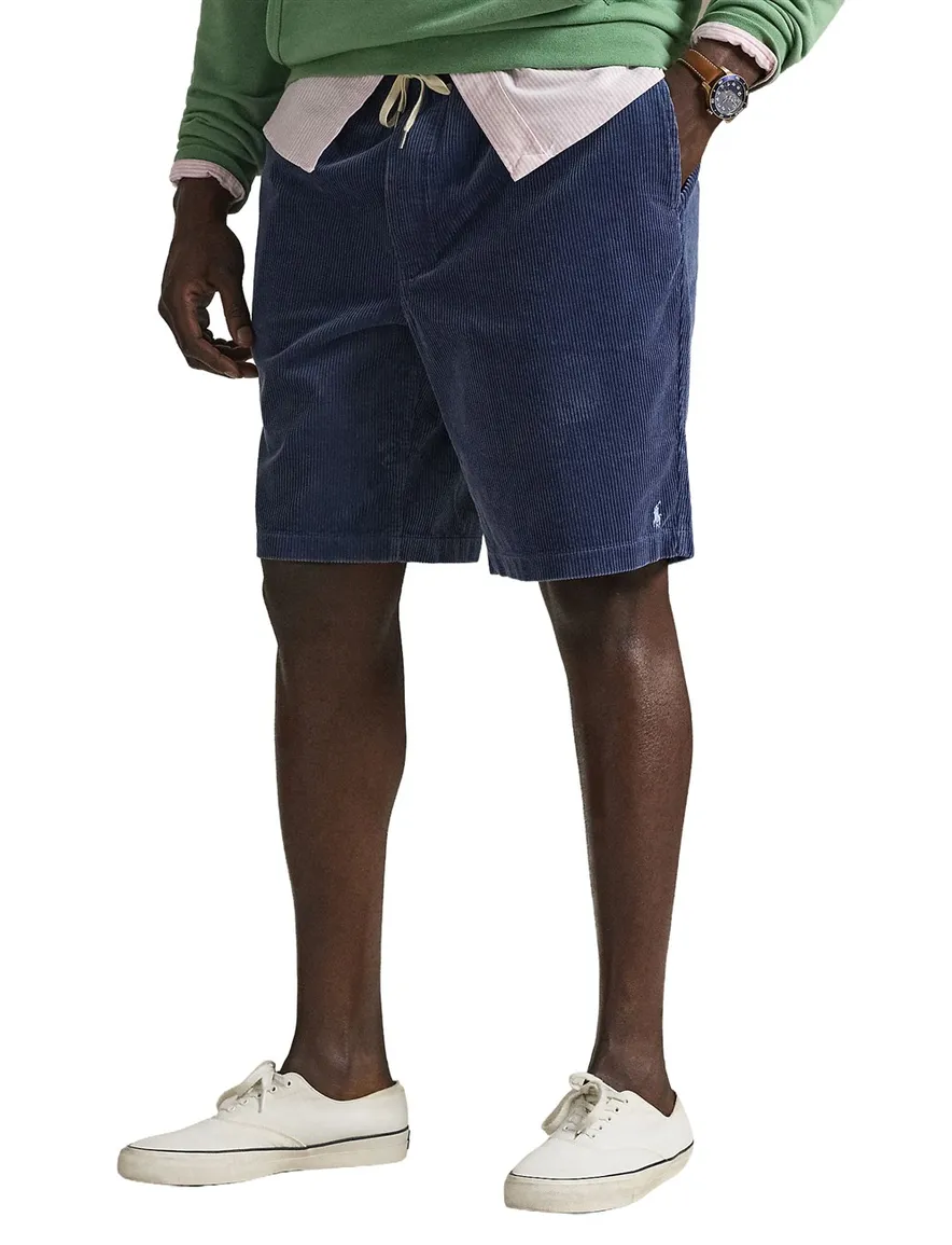 Polo Ralph Lauren Big & Tall Corduroy Shorts Donkerblauw Wijde Fi