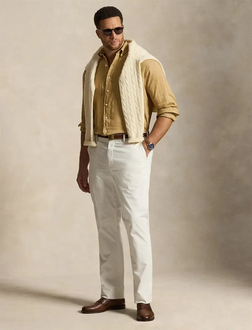 Polo Ralph Lauren linnen overhemd beige Big&Tall